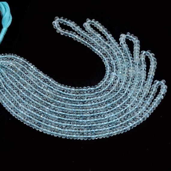 Aquamarin Perlen 6 Mm Facettiert – 40,6 Cm Strang, DIY Schmuckperlen