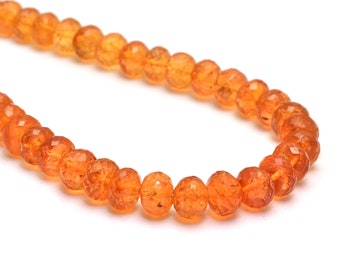 AAAA+ Imperial Topaz Gemstone 7mm Faceted Rondelle | Natural Gold Imperial Topaz Precious Gemstone Hand Cut Loose Beads | 14inch Strand
