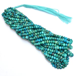 Natural AAA+ Chrysocolla Gemstone 5mm-7mm Faceted Rondelle Beads | Chrysocolla Semi Precious Gemstone Rondelle Loose Beads | 16inch Strand