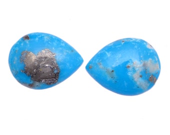 Natural Turquoise Pear Cabochons | 11x14mm Gemstone Pair, 6.85 Carats