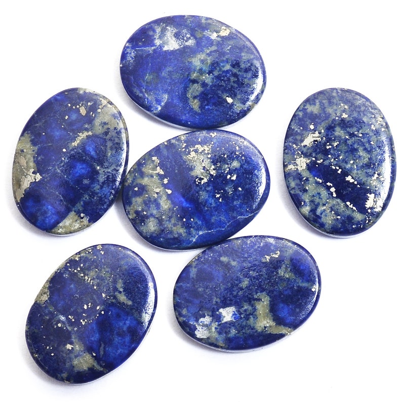 Deep Blue Natural Lapis Lazuli Loose Semi Precious Gemstone Lapis Lazuli Gemstone 12x16mm Flat Oval Cabochon Oval Disc 3mm Thickness
