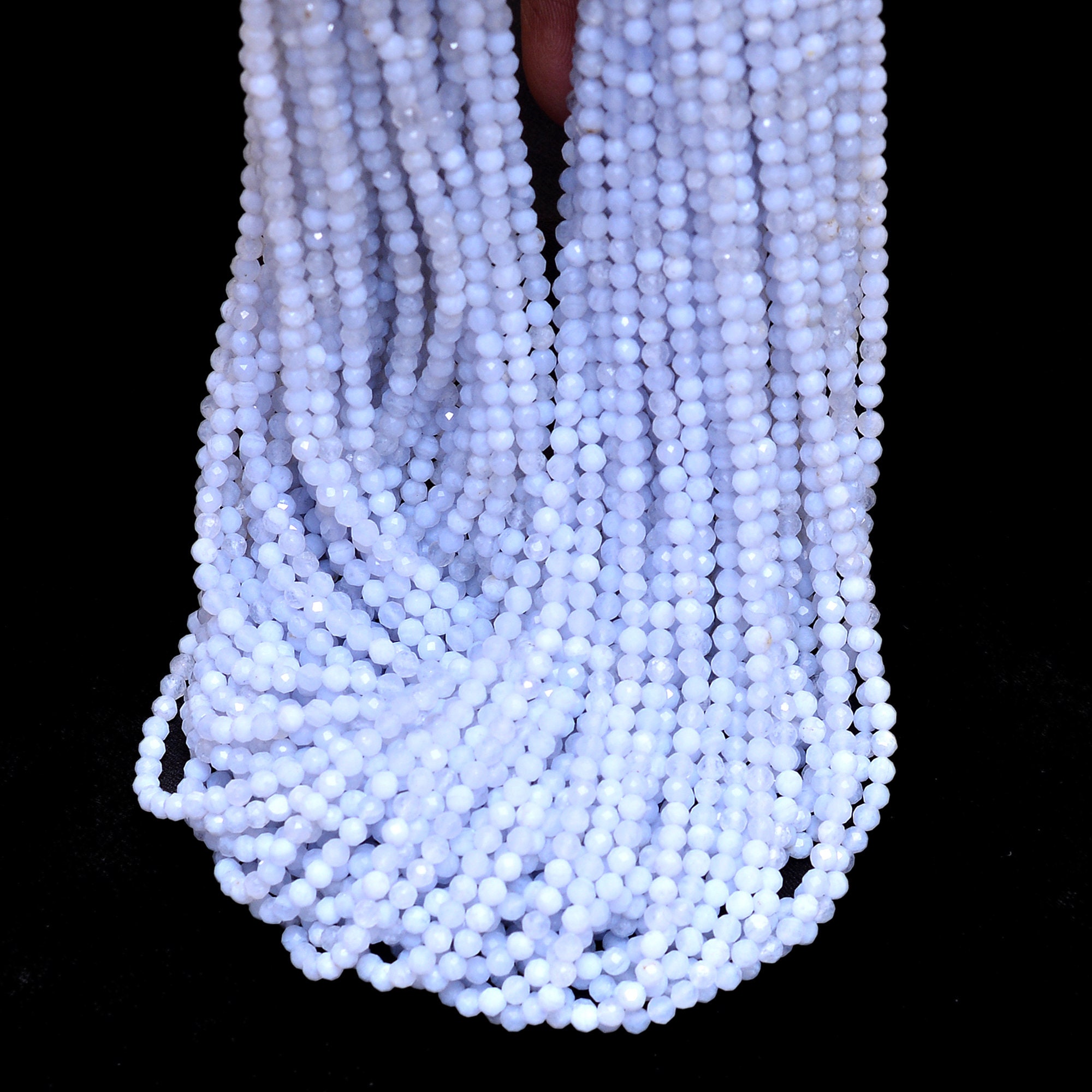 Details about   Natural Blue Chalcedony Gemstone 2mm-3mm Micro Faceted Rondelle Beads 13" Strand 
