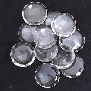 Crystal Glass Loose Hydro Round Rosecut Cabochon | Gemstone 22mm Faceted Cabochon | AAA Clear Crystal Hydro Quartz Semi Precious Gemstone