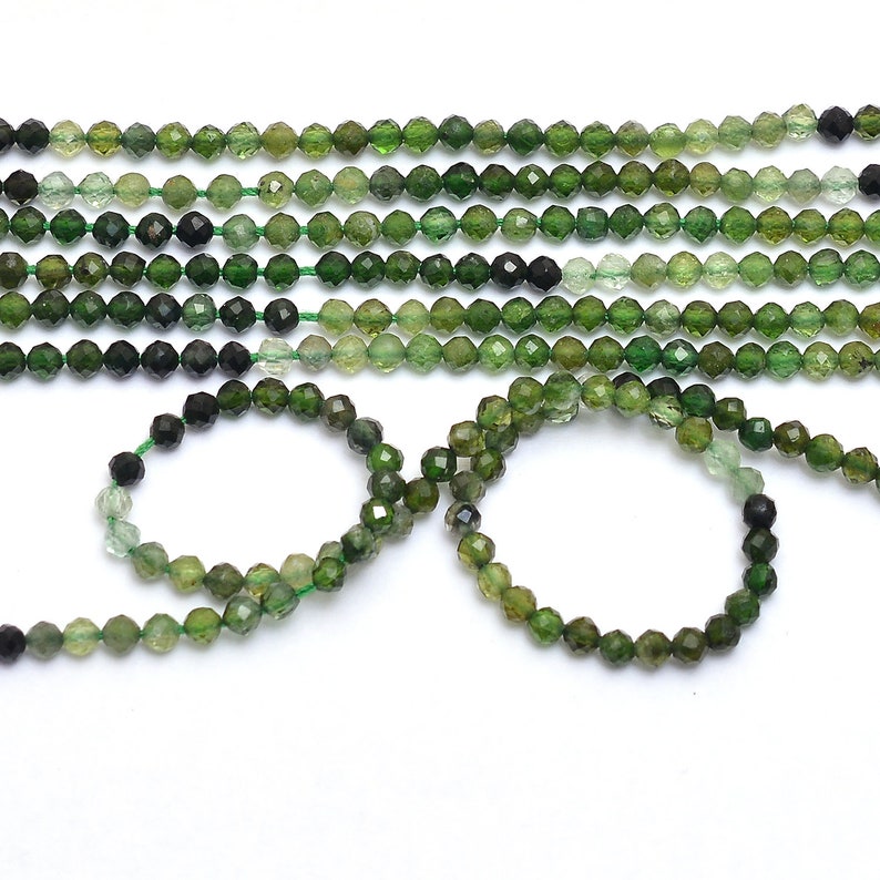 AAA Green Tourmaline Gemstone 2.5mm Faceted Beads 13 Strand Natural Rare Green Tourmaline Semi Precious Gemstone Loose Rondelle Beads image 1