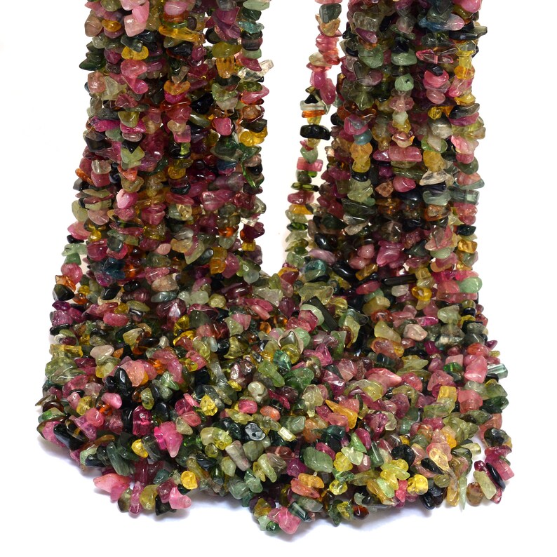 Tourmaline Semi Precious Gemstone Uneven Nuggets Beads 34inch Strand Natural Multi Tourmaline Gemstone Uncut Chips 3mm-5mm Smooth Beads