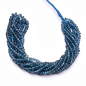 AAA+ London Blue Topaz 4mm-5mm Faceted Rondelle Beads | Natural Blue Topaz Semi Precious Gemstone Beads | Genuine Fine Topaz Rondelle Beads