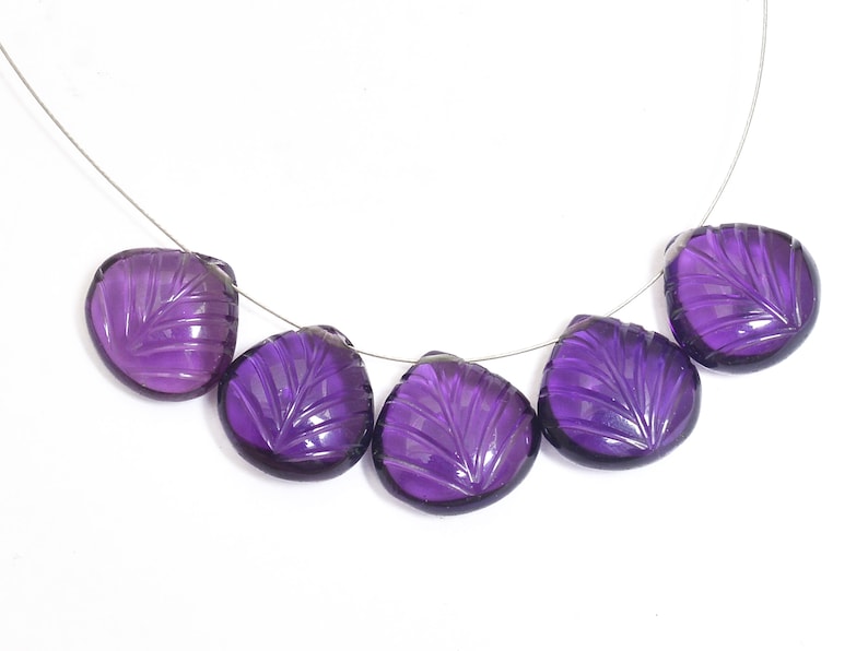 Gemstone Hydro Quartz Carved Pendant Beads 14mm Heart Bead Amethyst Leaf Carving Beads Amethyst Gemstone Quartz Leaf Carving Briolette