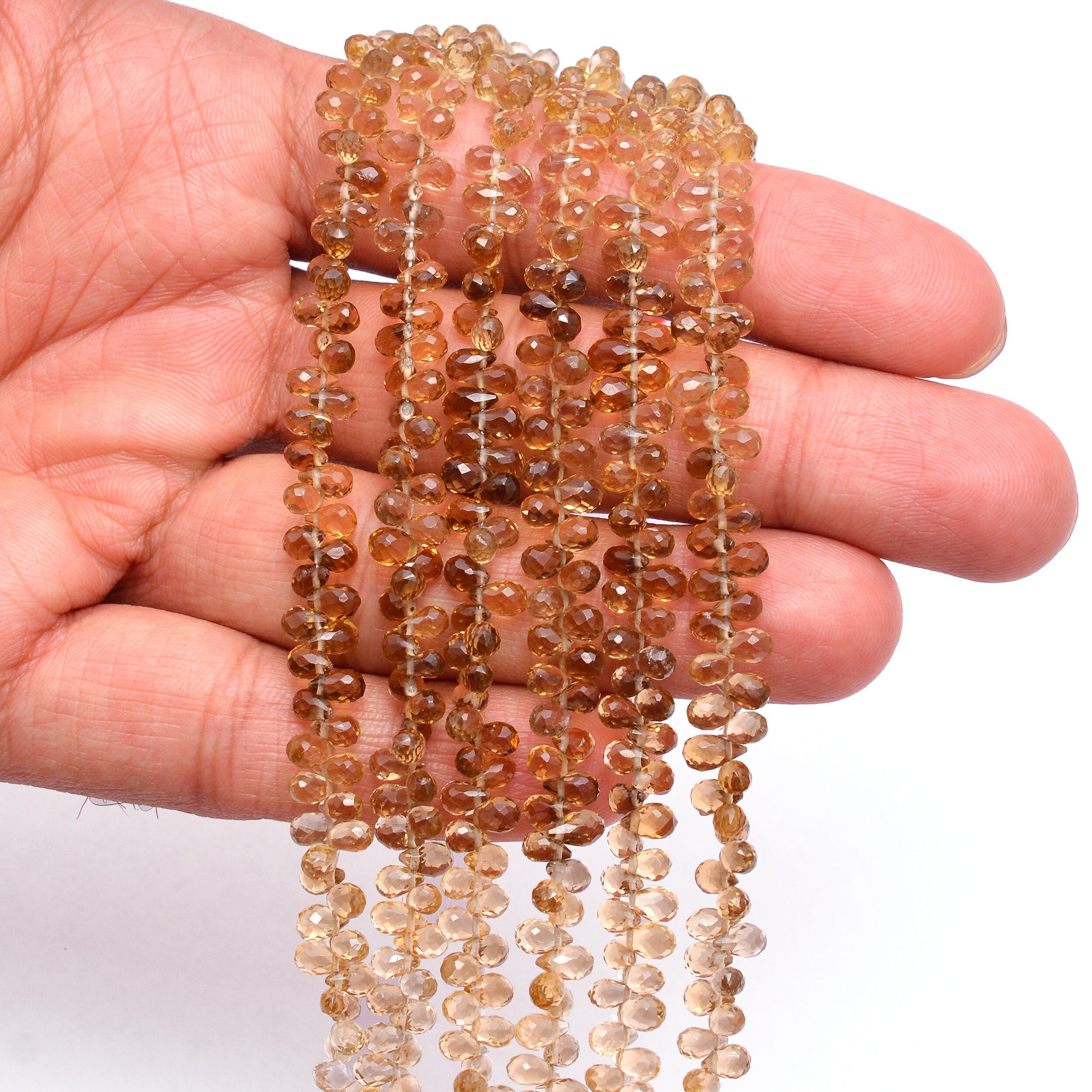 AAA+ Beer Whisky Quartz Gemstone 3x5mm Faceted Teardrop