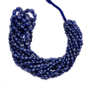 Natural Blue Sapphire Smooth Oval Beads | Gemstone 3x4mm-5x7mm Beads 16inch Strand | AAA+ Blue Sapphire Precious Gemstone Smooth Beads