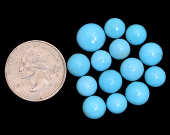 AAA Turquoise Round 8mm, 9mm, 10mm Smooth Cabochon | Natural Arizona Turquoise Semi Precious Loose Gemstone Cabochon | Turquoise Cabochons