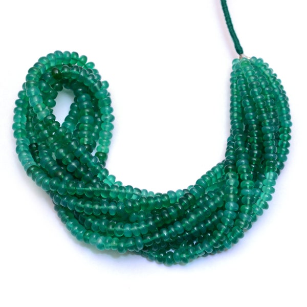 AAA+ Green Onyx 5mm-6mm Smooth Rondelle Beads | 16" Strand | Natural Multi Green Onyx Semi Precious Gemstone Loose Beads for Jewelry Making