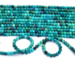 Natural Chrysocolla Gemstone 2mm-3mm Micro Faceted Rondelle Beads | AAA+ Chrysocolla Semi Precious Gemstone Loose Faceted Beads | 13&quot; Strand