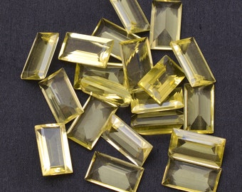 AAA+ Natural Lemon Quartz 8x14mm Octagon Cut Stone | Clear Lemon Quartz Loose Semi Precious Gemstone Calibrated Stones for Jewelry Making