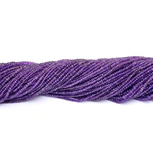 Amethyst Gemstone 3mm-5mm Faceted Rondelle Beads | 13inch Strand | Natural Deep Purple Amethyst Semi Precious Gemstone Beads - AAA Quality