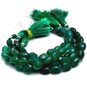 AAA Green Onyx 10x12mm Oval Faceted Beads | 5inch Strand | Natural Green Onyx Semi Precious Faceted Oval Gemstone Beads for Jewelry Making |