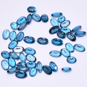 AAA London Blue Topaz Gemstone 3x5mm Loose Faceted Oval Cut Stone | Genuine Fine London Blue Topaz Semi Precious Gemstone for Jewelry Making