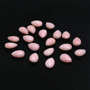 AAA+ Pink Opal Gemstone Faceted Pear Briolette | 8x12mm Calibrated Loose Beads | Natural Opal Semi Precious Gemstone Pear Briolette Beads