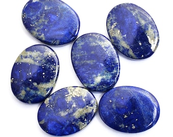 Lapis lazuli edelsteen 12 x 16 mm platte ovale cabochon | Diepblauwe natuurlijke lapis lazuli losse halfedelsteen | Ovale schijf 3 mm dikte |