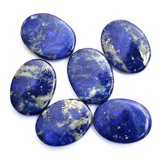 ラピスラズリ　ルース ラピスラズリ宝石 12 x 16 mm フラットオーバルカボション | ディープ