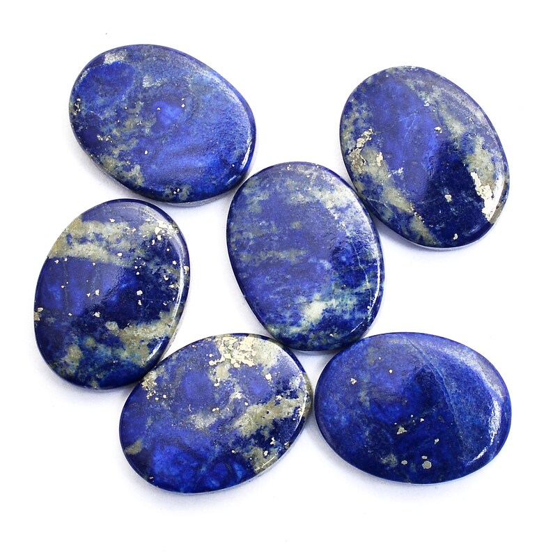 Deep Blue Natural Lapis Lazuli Loose Semi Precious Gemstone Lapis Lazuli Gemstone 12x16mm Flat Oval Cabochon Oval Disc 3mm Thickness