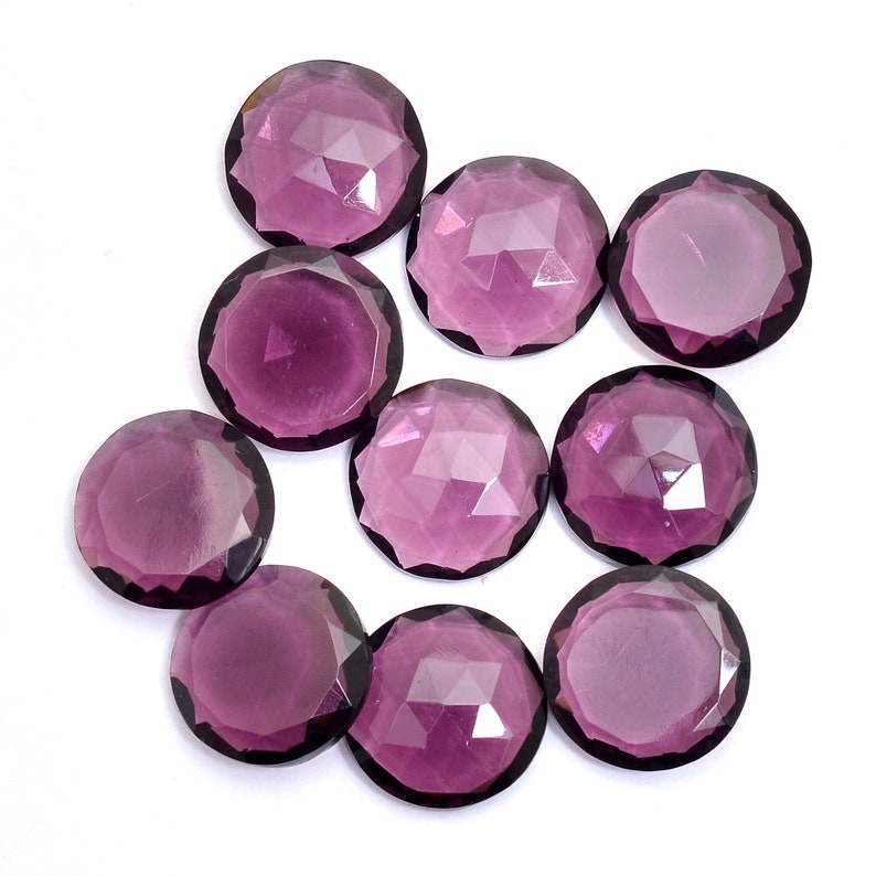 AAA Amethyst Hydro Quartz Loose Semi Precious Gemstone Jewelry Making Cabs Amethyst Colored Quartz Round Rosecut 16mm Faceted Cabochon