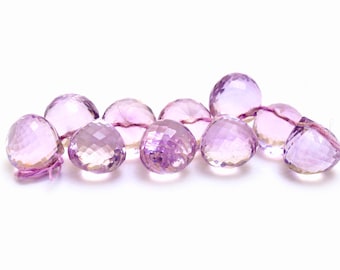 AAA+ Pink Amethyst Onion Briolette, Amethyst Gemstone 9x9mm Loose Beads | Natural Rare Pink Amethyst Semi Precious Gemstone Faceted Beads