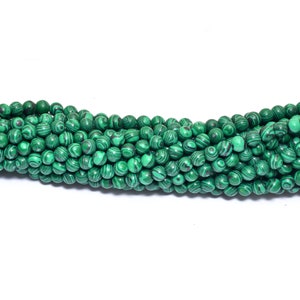 Malachite 6mm, 8mm Round Beads, Gemstone Round Loose Beads | Green Synthetic Semi Precious Gemstone Beads for Jewelry Making | 15inch Strand