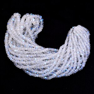 White Rainbow Moonstone Gemstone 4mm-7mm Rondelle Faceted Beads  | 16inch Strand | Natural AAA Flashy Blue Fire White Rainbow Gemstone Beads