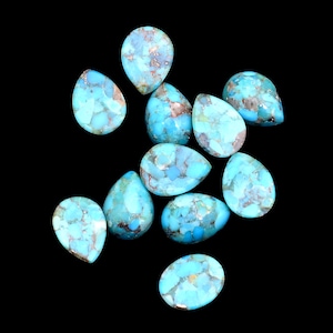 Cabochon a forma di pera con pietra preziosa turchese Kingman / Cabochon a forma di pera con pietra preziosa turchese 8 x 11 mm / Lotto di cabochon di pietra preziosa sciolta semipreziosa AAA naturale