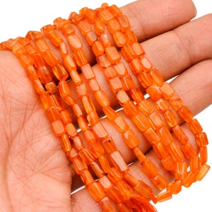 Carneool Cuboid Tube Beads | 6mm-7mm Kralen 13inch Strand | Natuurlijke Oranje Carneool Semi Precious Gemstone Cube Kralen voor sieraden maken