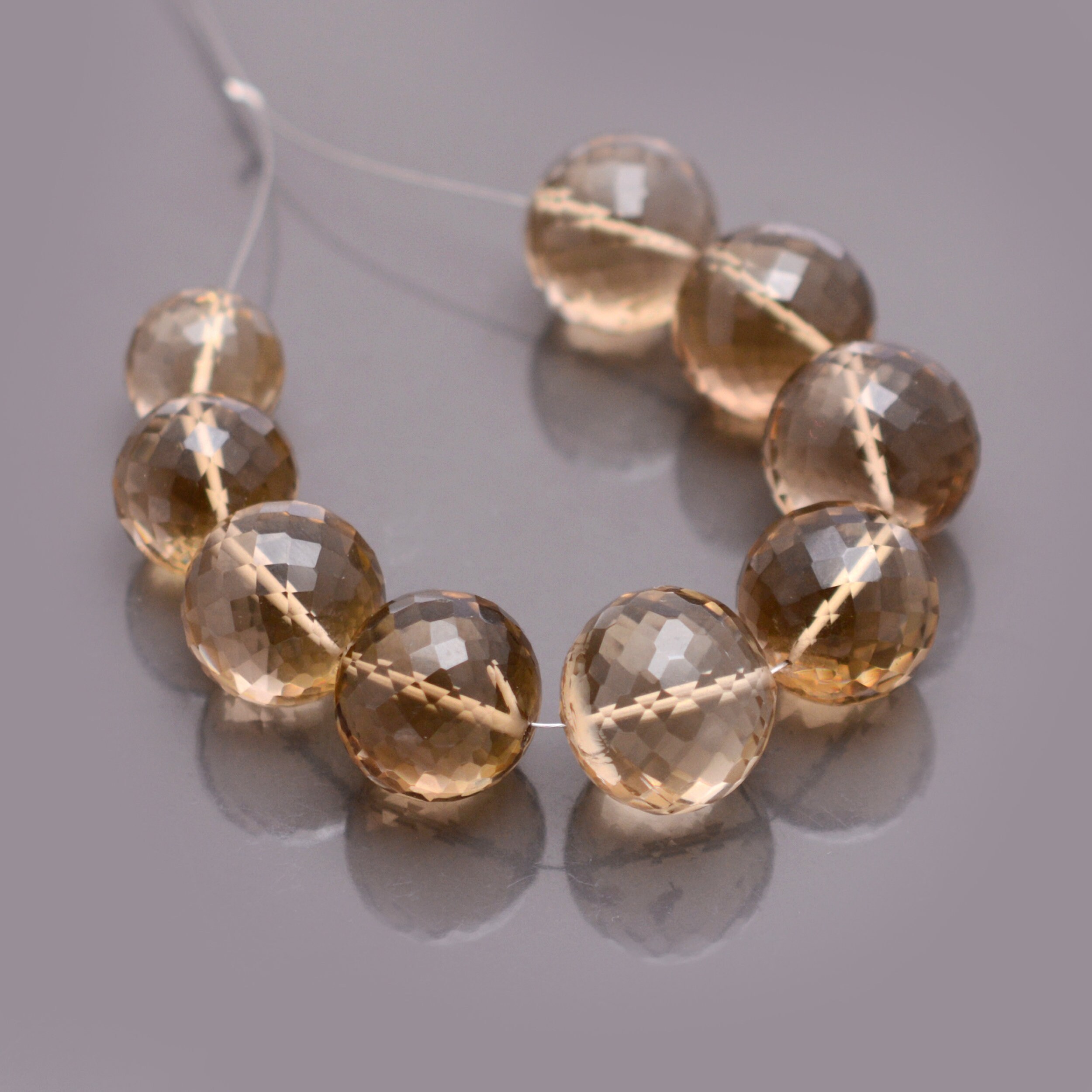 AAA Champagne Citrine Faceted Round Semi Precious Gemstone Beads 