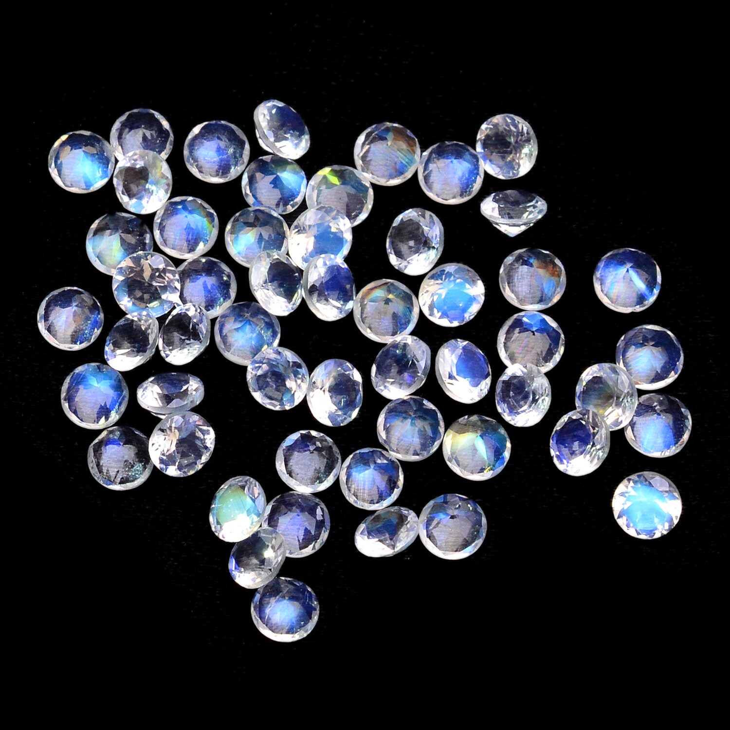 RARE FACETED 5 MM ROUND RAINBOW MOONSTONE RARE FACETED 5 MM ROUND RAINBOW MOONSTONE