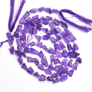 Natural Amethyst Gemstone 9mm-11mm Faceted Nugget Fancy Beads | 7" Strand | Amethyst Semi Precious Gemstone Rare Tumbled Beads for Jewelry