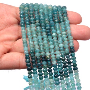 Extremely Rare Natural Grandidierite 5mm-6mm Faceted Rondelle Beads | 10inch Strand | Grandidierite Semi Precious Gemstone Hand Cut Rondelle