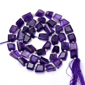 Natürliche AAA + Amethyst Edelstein 8mm-10mm Facettierte Nugget Fancy Perlen | 18 cm Strang | Amethyst Halbedelstein Seltene Trommelsteine Lose Perlen