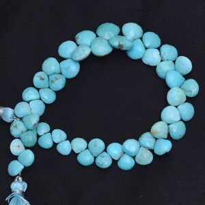 Natural Rare Turquoise Heart 6mm-8mm  Beads, Gemstone Briolettes | AAA+ Arizona Turquoise Faceted Semi Precious Gemstone Beads | 8&quot; Strand