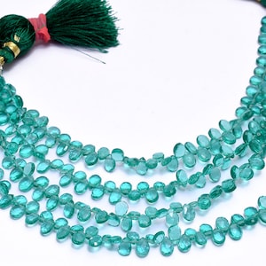 AAA Apatite Quartz Gemstone Faceted Pear Briolette | AAA+ Apatite Quartz Semi Precious Gemstone 6x4mm Briolette Faceted Beads | 7inch Strand