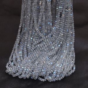 Pack OF 10 Strands - AAA+ Labradorite Faceted 2.5mm Beads | 13inch Strand | Natural Blue fire Labradorite Faceted Gemstone Beads for Jewelry