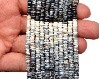AAA+ Dendrite Opal 5mm Smooth Heishi | Opal Gemstone Spacer Beads | Natural Semi Precious Gemstone Wheel Beads for Jewelry | 16" Strand