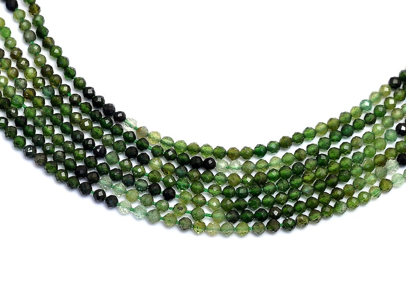 AAA Green Tourmaline Gemstone 2.5mm Faceted Beads 13 Strand Natural Rare Green Tourmaline Semi Precious Gemstone Loose Rondelle Beads image 4