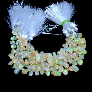 Natural Ethiopian Welo Fire Opal Gemstone Smooth Teardrop Briolette Beads | 5inch Strand | Ethiopian Fire Opal Gemstone Loose Drops