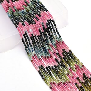 AAA+ Rainbow Tourmaline 3mm Rondelle Beads | 13inch Strand | Natural Multi Tourmaline Semi Precious Gemstone Faceted Loose Beads for Jewelry