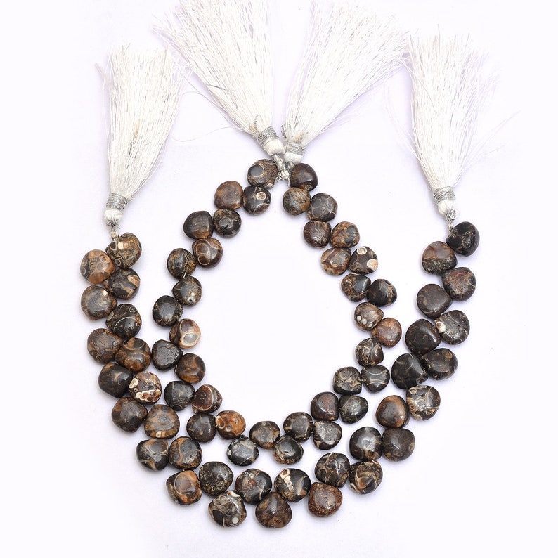 Turtle Jasper Gemstone Briolette Smooth Heart Beads Natural Turtle Jasper Semi Precious Gemstone 8mm-10mm Briolettes AAA 8inch Strand