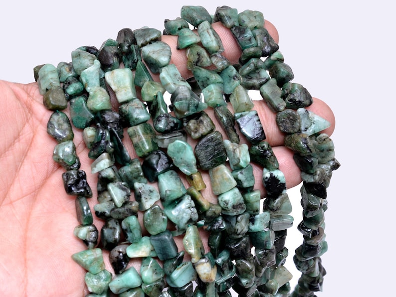 14inch Strand Precious Green Emerald Gemstone Smooth Uneven Tumble Beads for Jewelry Making Natural Emerald 8mm-12mm Raw Rough Nuggets