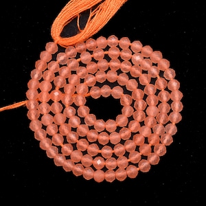 AAA+ Cherry Quartz 3mm Micro Faceted Rondelle Beads | 13inch Strand | Natural Cherry Quartz Semi Precious Gemstone Loose Beads for Jewelry