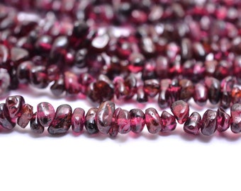 Granat Edelstein Uncut Chips 4mm-5mm Perlen Halskette | 34 cm Strang | Natürliche Halbedelstein Glatte Nuggets | Schmuckherstellung Lieferungen