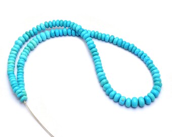 AAA+ Turquoise Gemstone 4mm-7mm Smooth Rondelle Beads | 14inch Strand | Natural Arizona Turquoise Semi Precious Gemstone Loose Beads