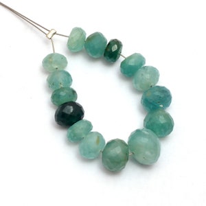 Natural Grandidierite Precious Gemstone 6mm-9mm Graduating Faceted Loose Rondelle Beads for Jewelry Making | 15 Loose Beads