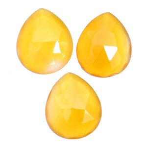 Gemma Di Limone Colore Idro Quarzo Pera Rosecut / 25x30mm Cabochon Sfaccettato Pera / Vetro Di Quarzo Limone Gemma Semipreziosa Sciolta Per Gioielli