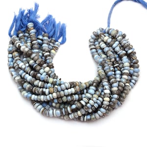 Natural Boulder Opal 7mm-9mm Rondelle Smooth Beads | 13inch Strand | Boulder Opal Semi Precious Gemstone Loose Beads for Jewelry Making